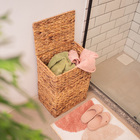 Cesto Organizador de Fibra Natural Retangular com Tampa 26x50x36cm Oikos