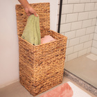 Cesto Organizador de Fibra Natural Retangular com Tampa 26x50x36cm Oikos