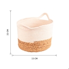 Cesto Fibra Natural e Branco Cestaria 15x22x22cm Floral Atlanta