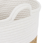 Cesto Fibra Natural e Branco Cestaria 18x26x26cm Floral Atlanta