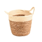 Cesto Fibra Natural e Branco 23x23x30cm Floral Atlanta