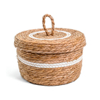 Cesto Fibra Natural e Branco Marajó 10,8L 16x26x26cm Alluria