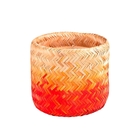 Cesto Fibra Natural e Laranja 25x27x27cm Floral Atlanta