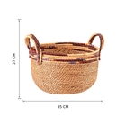 Cesto Fibra Natural e Roxo 27x35x35cm Floral Atlanta