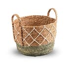 Cesto Fibra Natural e Verde 26x32x32cm Floral Atlanta