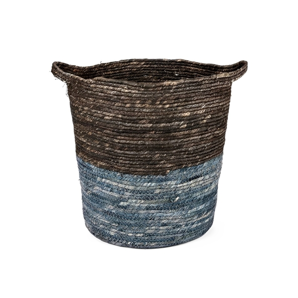 Cesto Fibra Natural Mar e Azul Mandala 39x35x35cm Floral Atlanta