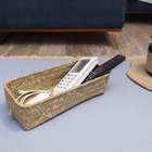 Cesto Organizador de Fibra Natural Seagrass Bege Quadrado 10,2x6x24cm Oikos