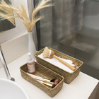 Cesto Organizador de Fibra Natural Seagrass Bege Quadrado 15,8x9,5x30,3cm Oikos