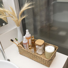 Cesto Organizador de Fibra Natural Seagrass Bege Quadrado 15,8x9,5x30,3cm Oikos