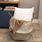 Cesto Organizador de Fibra Natural Seagrass Branco Redondo com Alças 48,7L 39x32x39cm Oikos