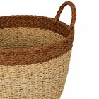 Cesto Fibra Natural Seagrass com Faixa Branca 10L 28x37x37cm Oikos
