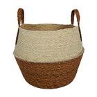 Cesto Fibra Natural Seagrass com Faixa Branca 10L 30x38x38cm Oikos