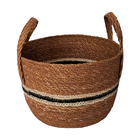 Cesto Fibra Natural Seagrass com Listra Preta 10L 18x24x24cm Oikos