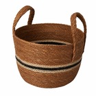 Cesto Fibra Natural Seagrass com Listra Preta 10L 18x24x24cm Oikos