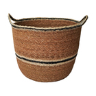 Cesto Fibra Natural Seagrass com Listra Preta 10L 28x33x33cm Oikos