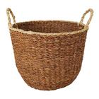Cesto Fibra Natural Seagrass com Listra Preta 10L 28x37x37cm Oikos