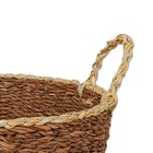 Cesto Fibra Natural Seagrass com Listra Preta 10L 28x37x37cm Oikos