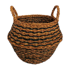 Cesto Fibra Natural Seagrass com Listra Preta 10L 30x38x38cm Oikos