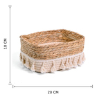 Cesto Fibra Palha e Creme Lima Franjas 3L 10x15x20cm Alluria