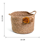 Cesto Fibra Palha Pompom 3,7L 11,5x18x18cm Alluria