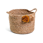 Cesto Fibra Palha Pompom 3,7L 11,5x18x18cm Alluria
