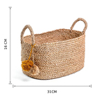 Cesto Fibra Palha Trujillo Pompom 10,4L 16x21x31cm Alluria