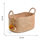 Cesto Fibra Palha Trujillo Pompom 14,6L 18x24x34cm Alluria