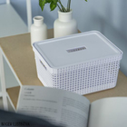 Cesto Grid Com Tampa 8 Litros Caixa Organizadora Escritório B