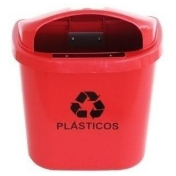 Cesto Individual Coleta Seletiva 40l Poste Parede Vermelho Ve