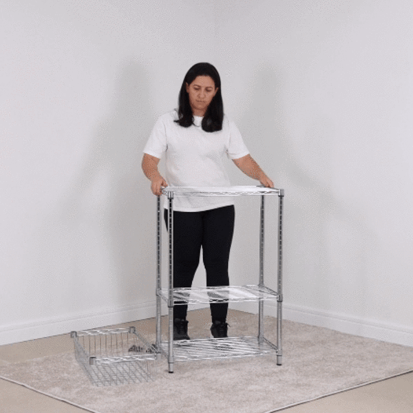 Cesto Cromado para Estante Line Aramada 15x90x45cm, da Spaceo