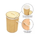 Cesto Multiuso Bambu Organizador Roupa Suja Dobrável 48lts