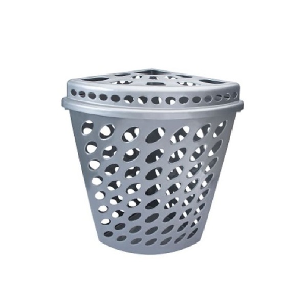 Cesto Multiuso Organizador Cinza C/ Tampa Roupas Brinquedos