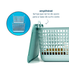 Cesto Organizador 15L Telado com Tampa Plástico Verde Oikos