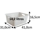Cesto Organizador  Plástico Branco 14,2L 16,5x41x31cm Organize Martiplast
