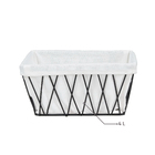 Cesto Organizador Aramado com Forro Metal e Tecido Preto 18x10,6x25 cm Oikos