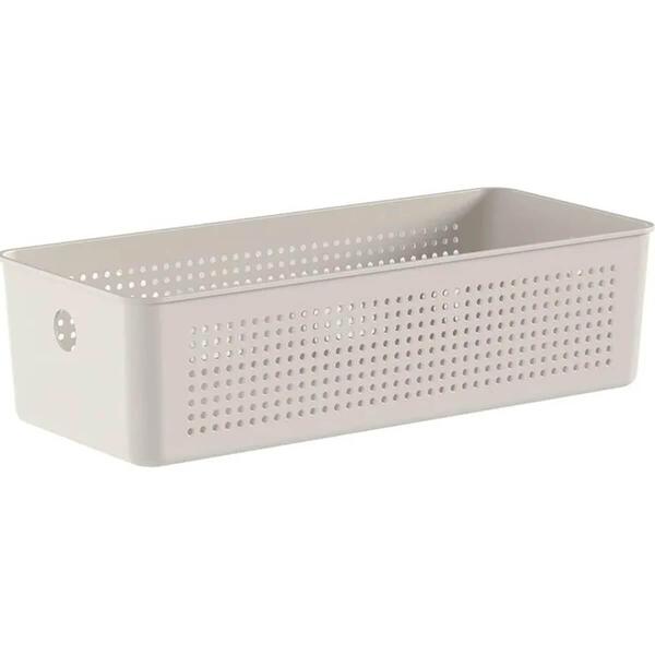 Cesto organizador bege 34x15x9cm flow 4,5l ou caixa multiuso