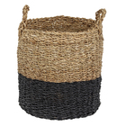 Cesto Organizador de Fibra com Alça 35x35cm Orgânico Preto YOI