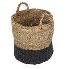 Cesto Organizador de Fibra com Alça 35x35cm Orgânico Preto YOI