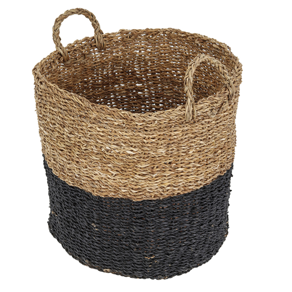 Cesto Organizador de Fibra com Alça 40x40cm Orgânico Preto YOI