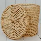 Cesto Organizador De Palha Natural Com Tampa 30x30x30