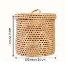 Cesto Organizador De Palha Natural Com Tampa 38x38x38