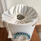 Cesto Organizador Estruturado M Em Algodão Cru Com Arco-íris