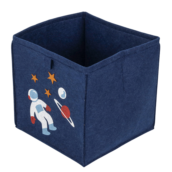 Cesto Organizador Infantil Feltro Amarelo 31x31x31 cm Galáxia Oikos