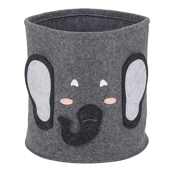 Cesto Organizador Infantil Feltro Cinza 40x54x35 cm Elefante Oikos