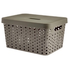 Cesto Organizador Marrom De 17 Litros Com Tampa