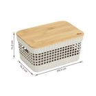 Cesto Organizador de Plástico com Tampa Bambu Bege 2,5L 14,5X20,5X14cm Grid Ou