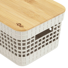 Cesto Organizador de Plástico com Tampa Bambu Bege 2,5L 14,5X20,5X14cm Grid Ou