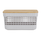 Cesto Organizador de Plástico com Tampa Bambu Branco 2,5L 14,5X20,5X14cm Grid Ou