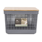 Cesto Organizador de Plástico com Tampa Bambu Chumbo 8L 23x29x19cm Grid Ou