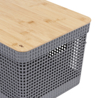 Cesto Organizador de Plástico com Tampa Bambu Chumbo 20L 29x39x26cm Grid Ou